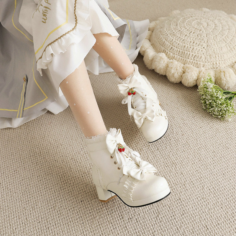 Strawberry Bow Ankle Boots SE22793