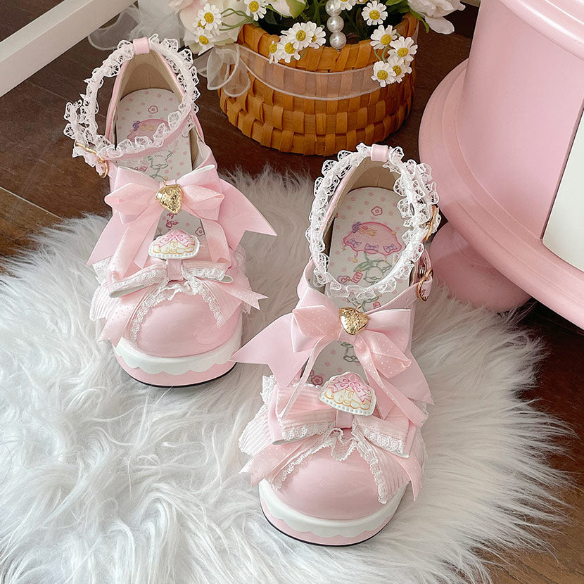 Strawberry Bow Lolita Shoes SE23700