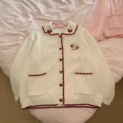 Strawberry Embroidery Cardigan Sweater SE23882