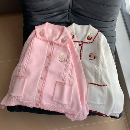 Strawberry Embroidery Cardigan Sweater SE23882