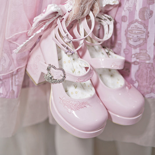 Swan Feather Heels Shoes SE23874