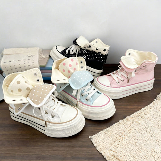 Sweet Polka-Dot Platform Canvas Shoes SE23940