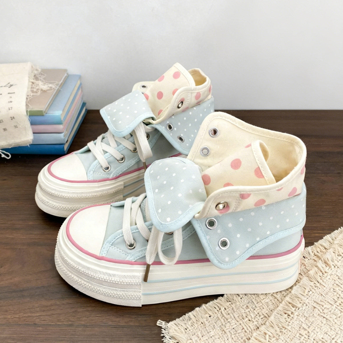 Sweet Polka-Dot Platform Canvas Shoes SE23940