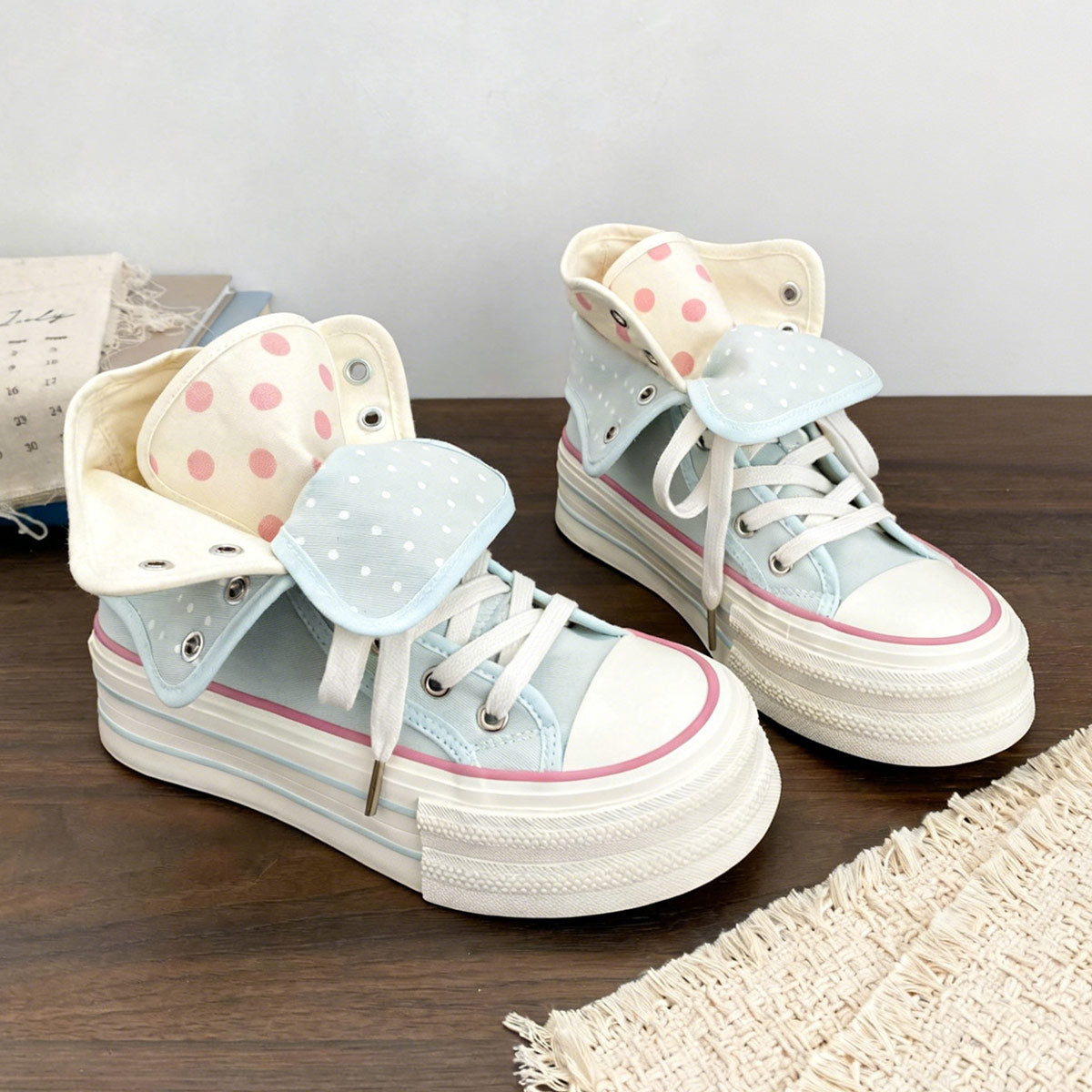 Sweet Polka-Dot Platform Canvas Shoes SE23940