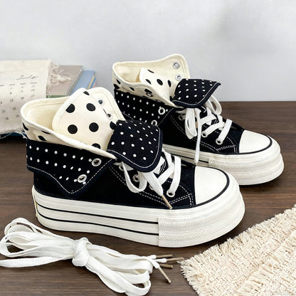 Sweet Polka-Dot Platform Canvas Shoes SE23940