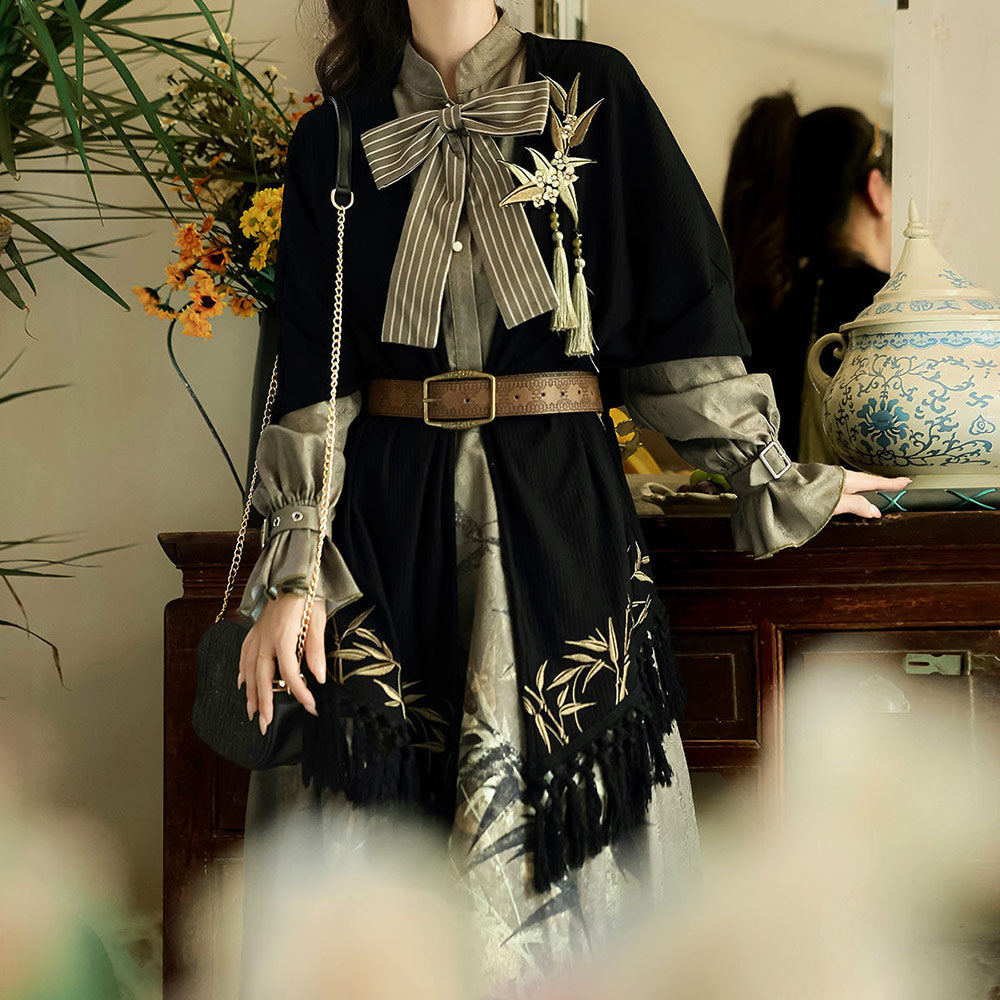 Tassel Bow Bamboo Dress Set SE23734