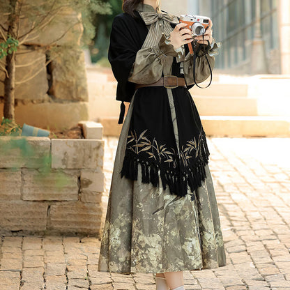 Tassel Bow Bamboo Dress Set SE23734