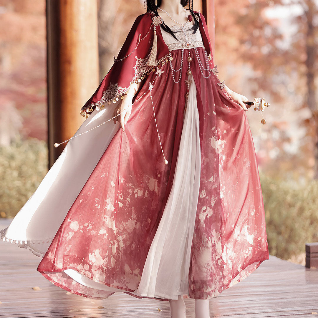 Tassel Butterfly Flower Hanfu Dress Set SE23171