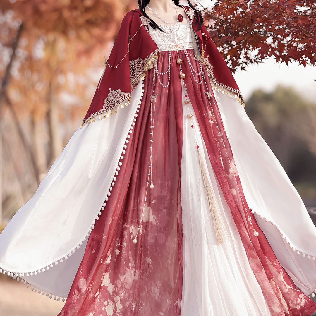 Tassel Butterfly Flower Hanfu Dress Set SE23171