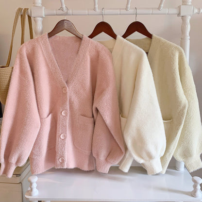 V-neck Knitted Cardigan Sweater SE23749