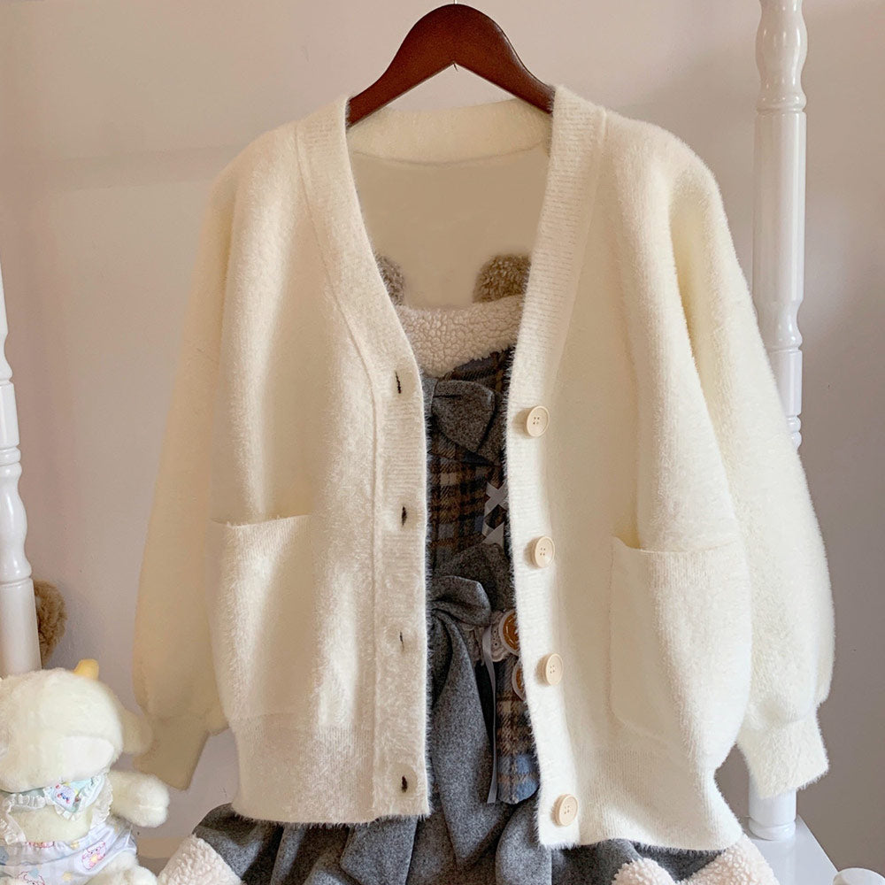 V-neck Knitted Cardigan Sweater SE23749