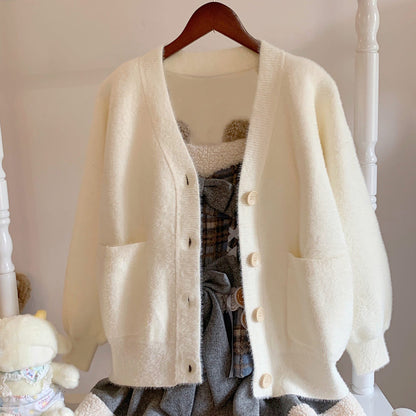 V-neck Knitted Cardigan Sweater SE23749