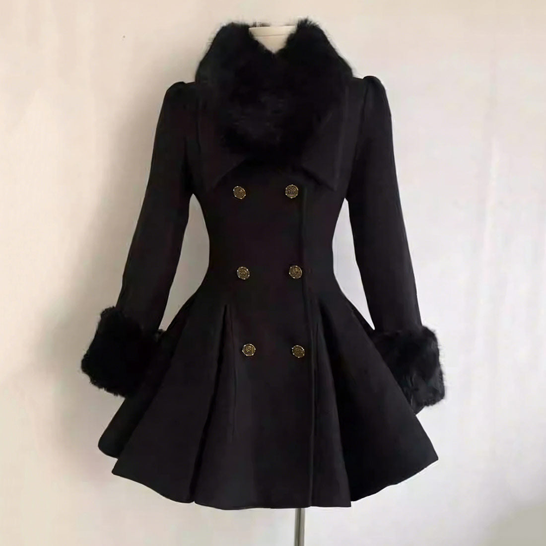 Vintage Black Fitted Coat SE23850