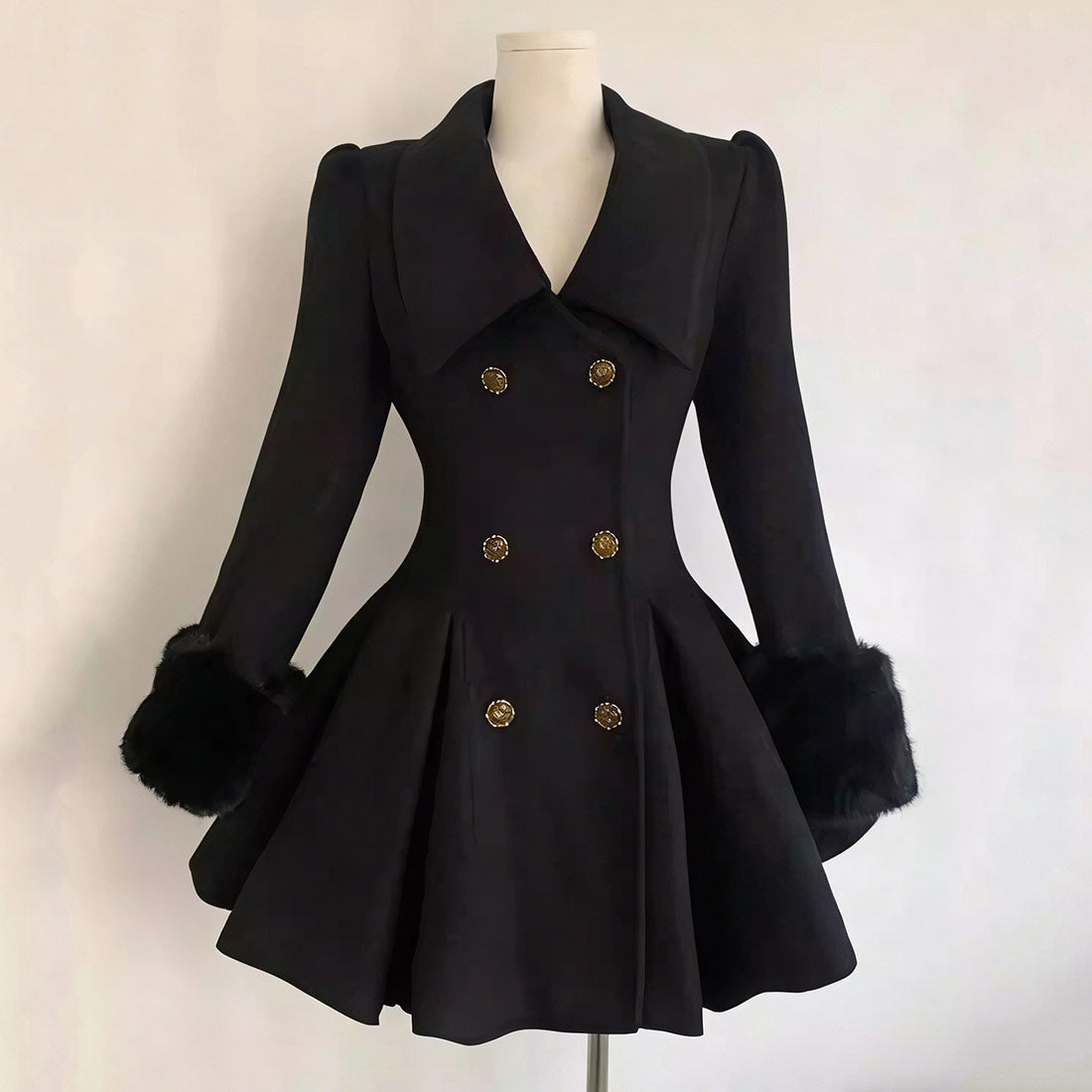 Vintage Black Fitted Coat SE23850