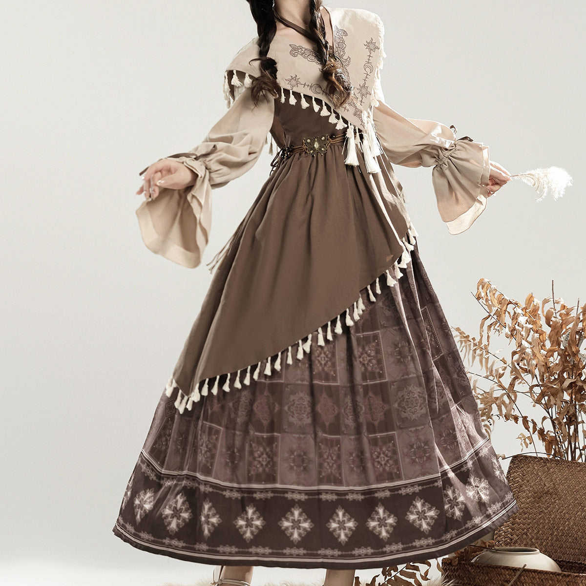 Vintage Lolita Dress Set with Fringe Detail SE23877