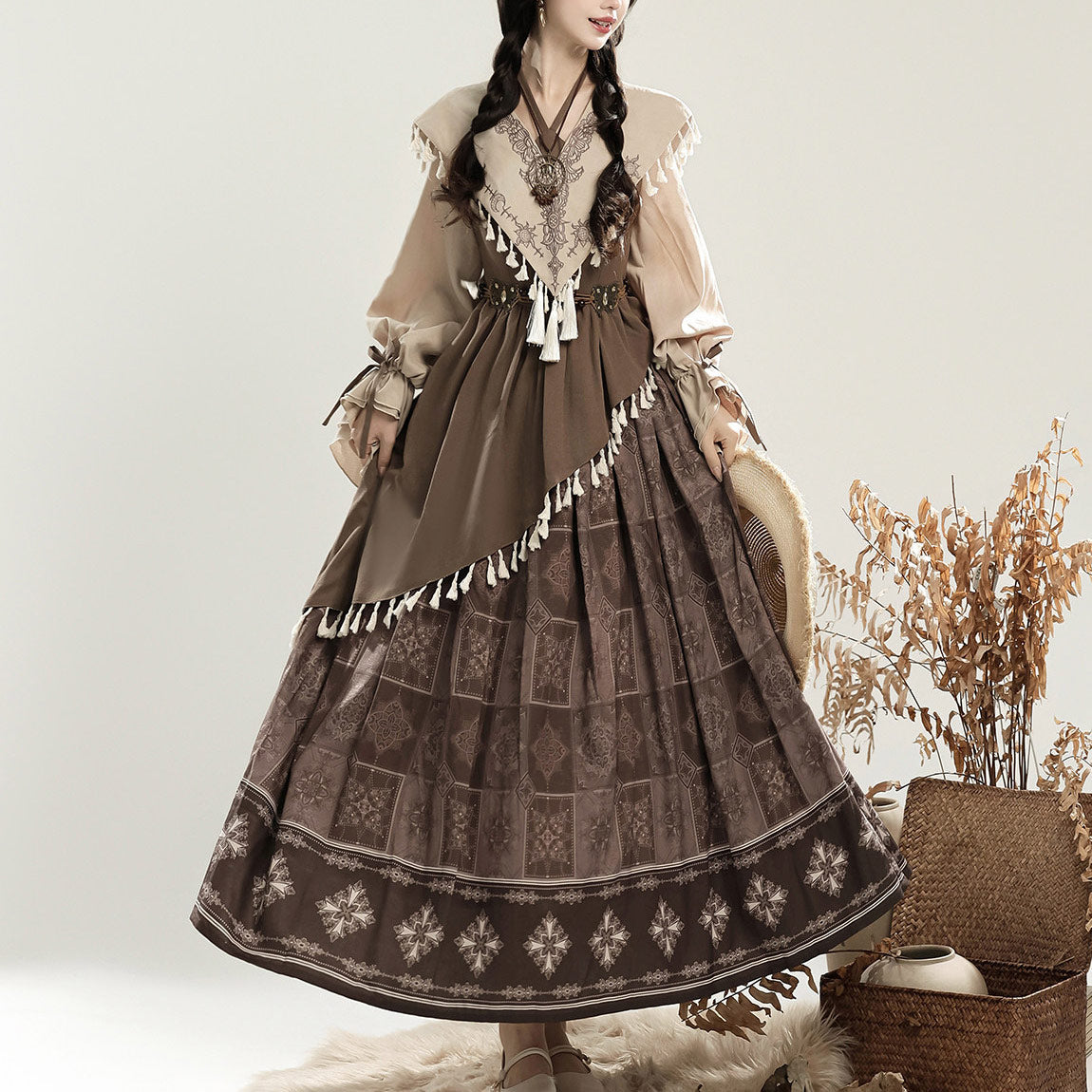 Vintage Lolita Dress Set with Fringe Detail SE23877