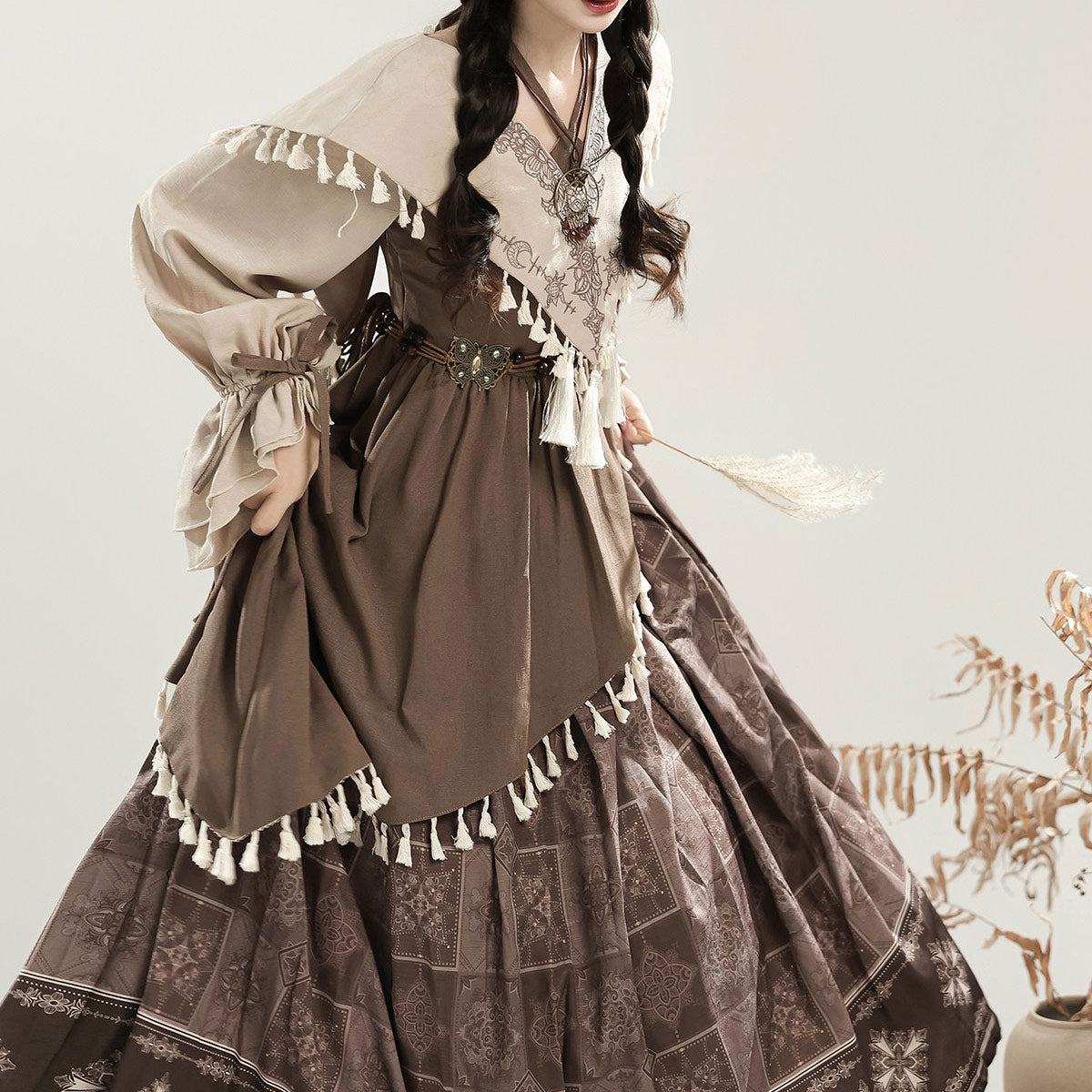 Vintage Lolita Dress Set with Fringe Detail SE23877