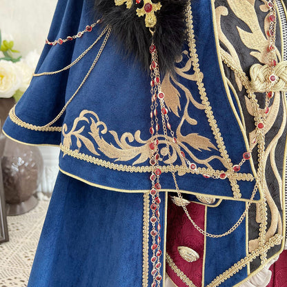 Vintage Royal Court Style Embroidered Cape Set SE23881