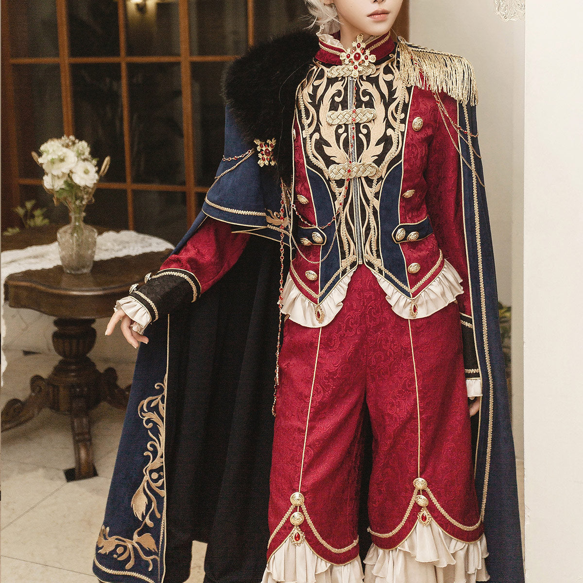 Vintage Royal Court Style Embroidered Cape Set SE23881