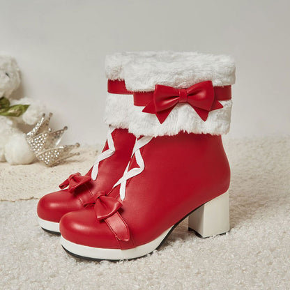 Warm Bow Ankle Boots SE23010