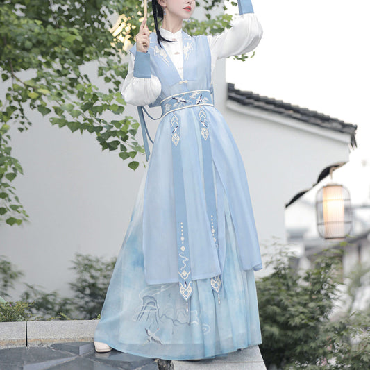 White Crane Hanfu Skirt Set SE23880