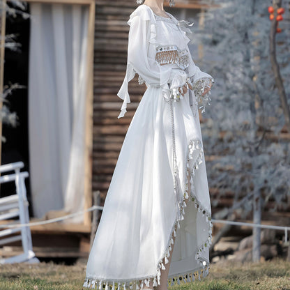 White Fringed Skirt Set SE23482