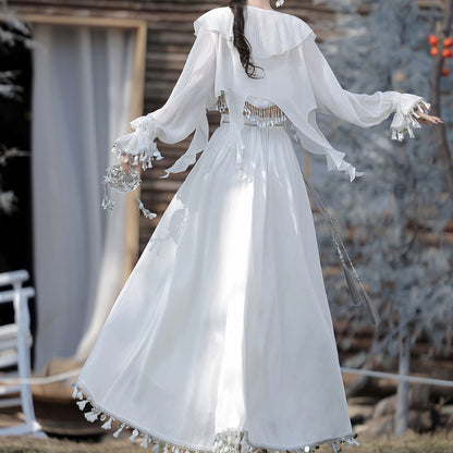White Fringed Skirt Set SE23482