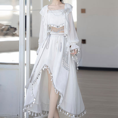 White Fringed Skirt Set SE23482