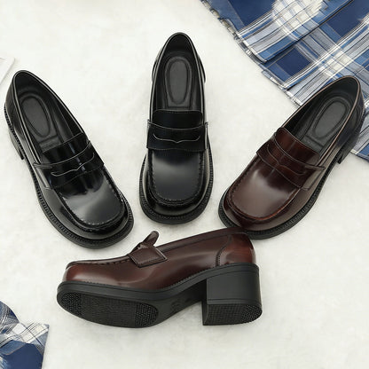 Women's Patent Leather Chunky Shoes SE23854