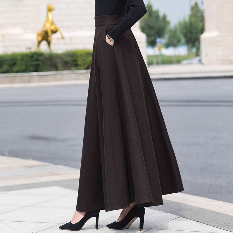 Woolen Plaid Long Skirt SE23009