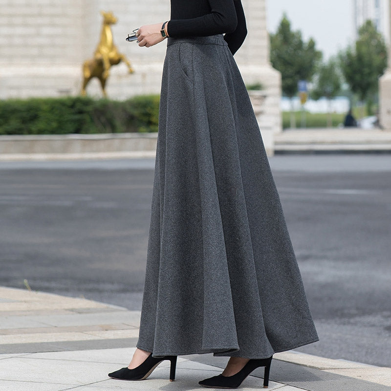 Woolen Plaid Long Skirt SE23009