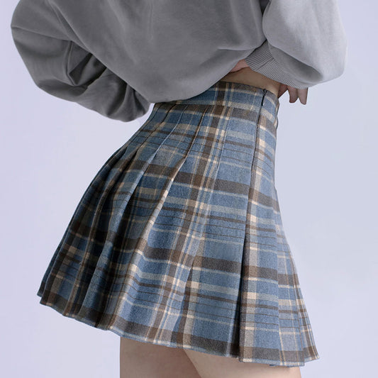 Woolen Striped Plaid Skirt SE22886