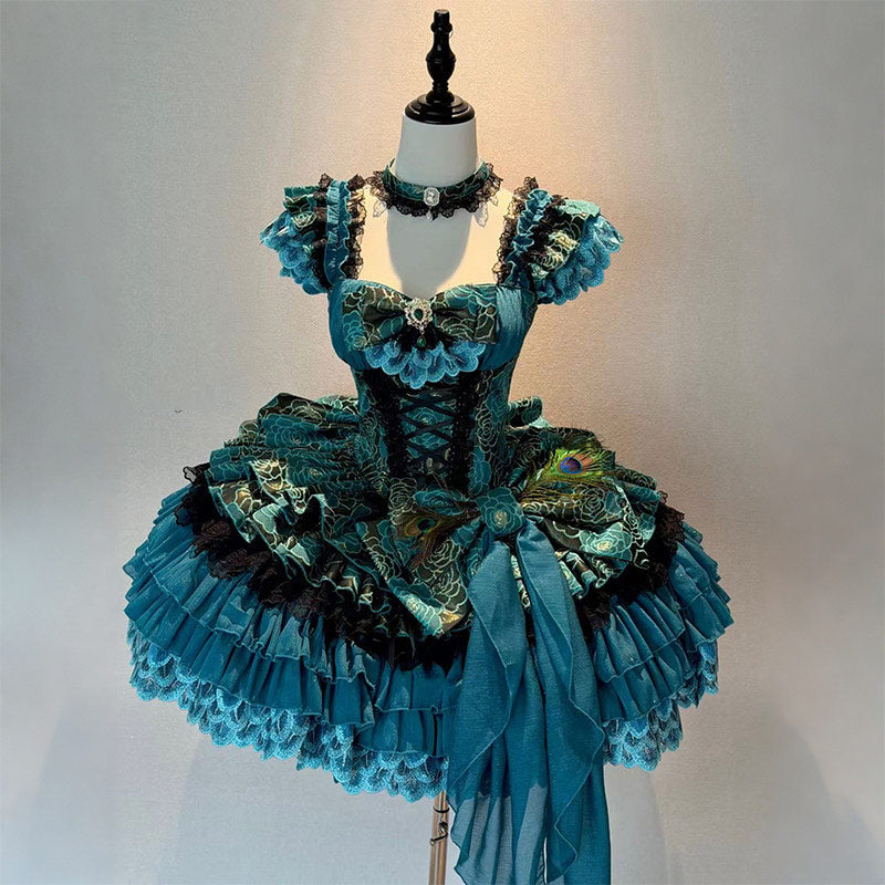 Elegant Peacock Feather Inspired Lolita Dress SE23962
