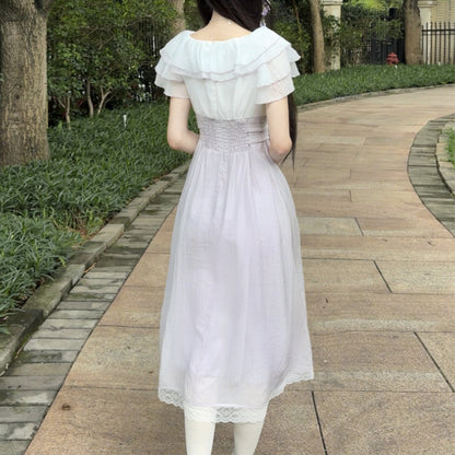 Lace Bow Ruffle Sleeve Lolita Midi Dress SE23967