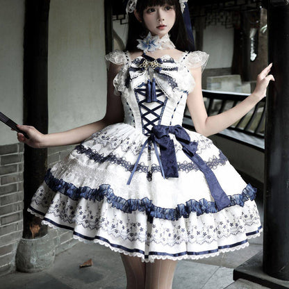 Lolita Blue and White Porcelain Bow Dress SE23971
