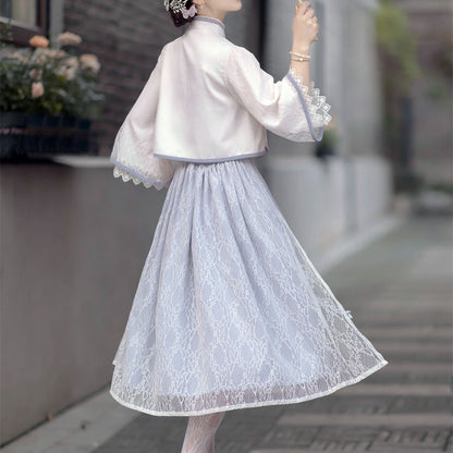 Fringed Butterfly Skirt Flower Top Set SE22782