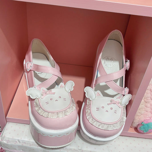 Kawaii Cat Design Platform Wedge Shoes SE23977