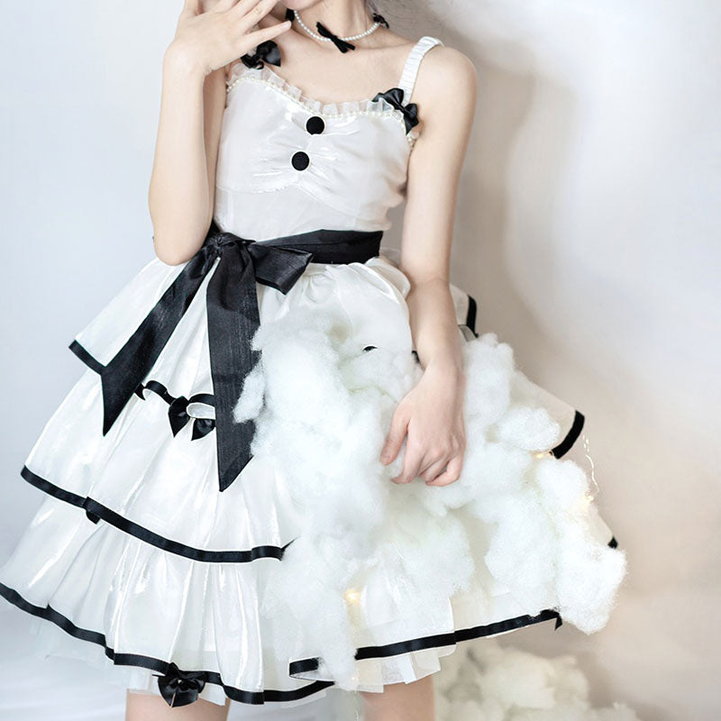 Gauze Lace Bow Dress SE22789