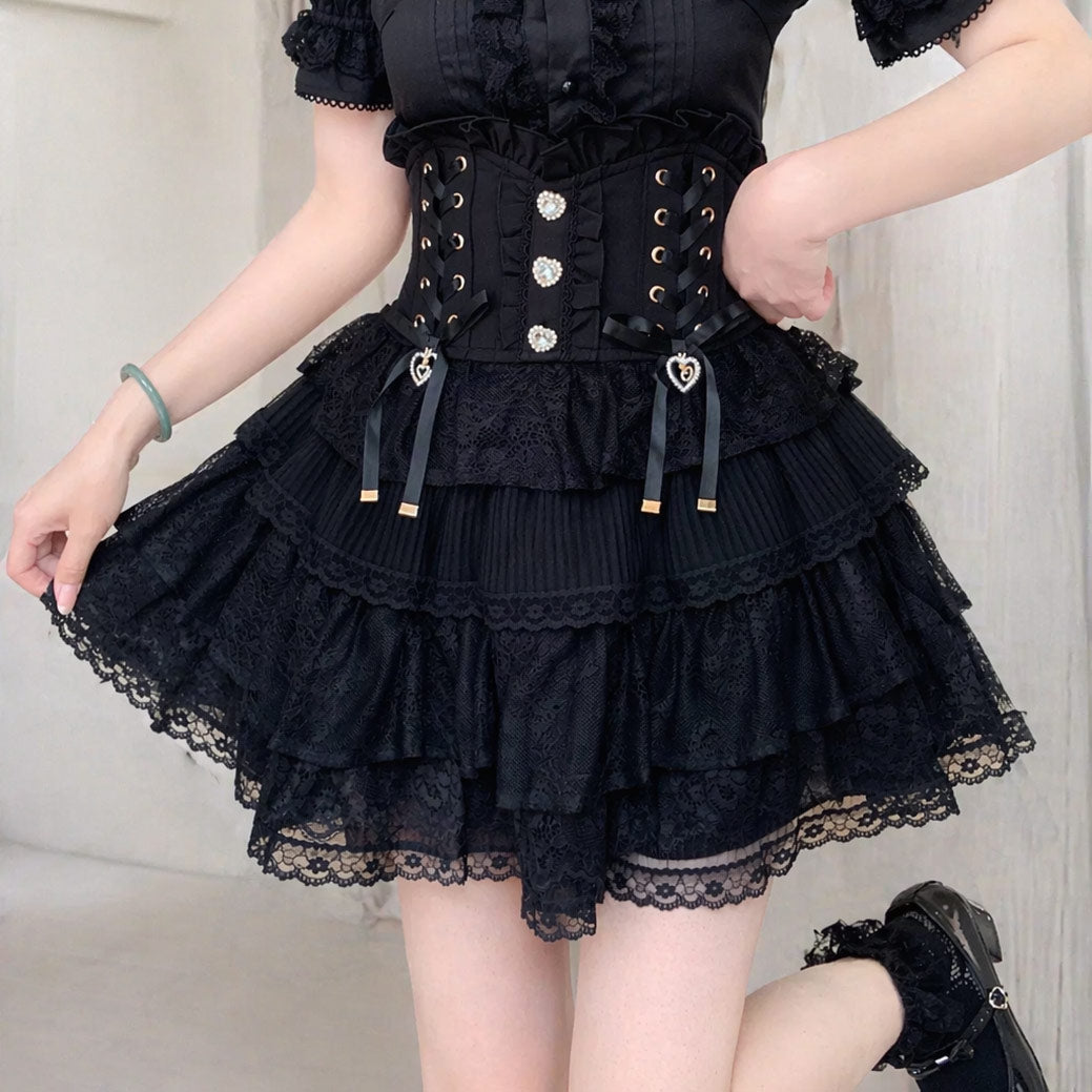 High-waisted Lace Floral Skirt SE23960