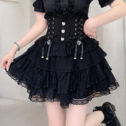 High-waisted Lace Floral Skirt SE23960
