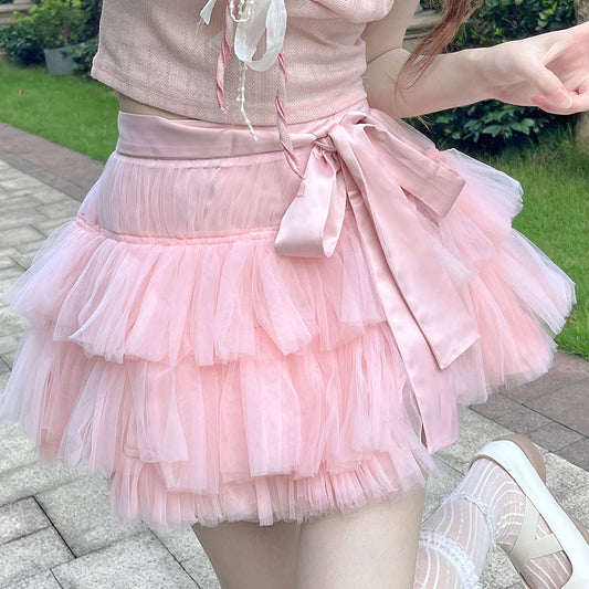 Lace Bow Gauze Skirt SE23076