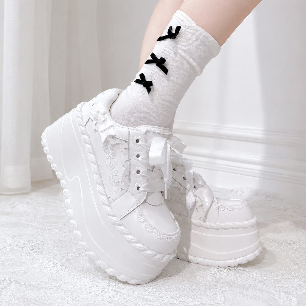 Gothic Lolita Platform Sneakers with Lace Bow SE23982