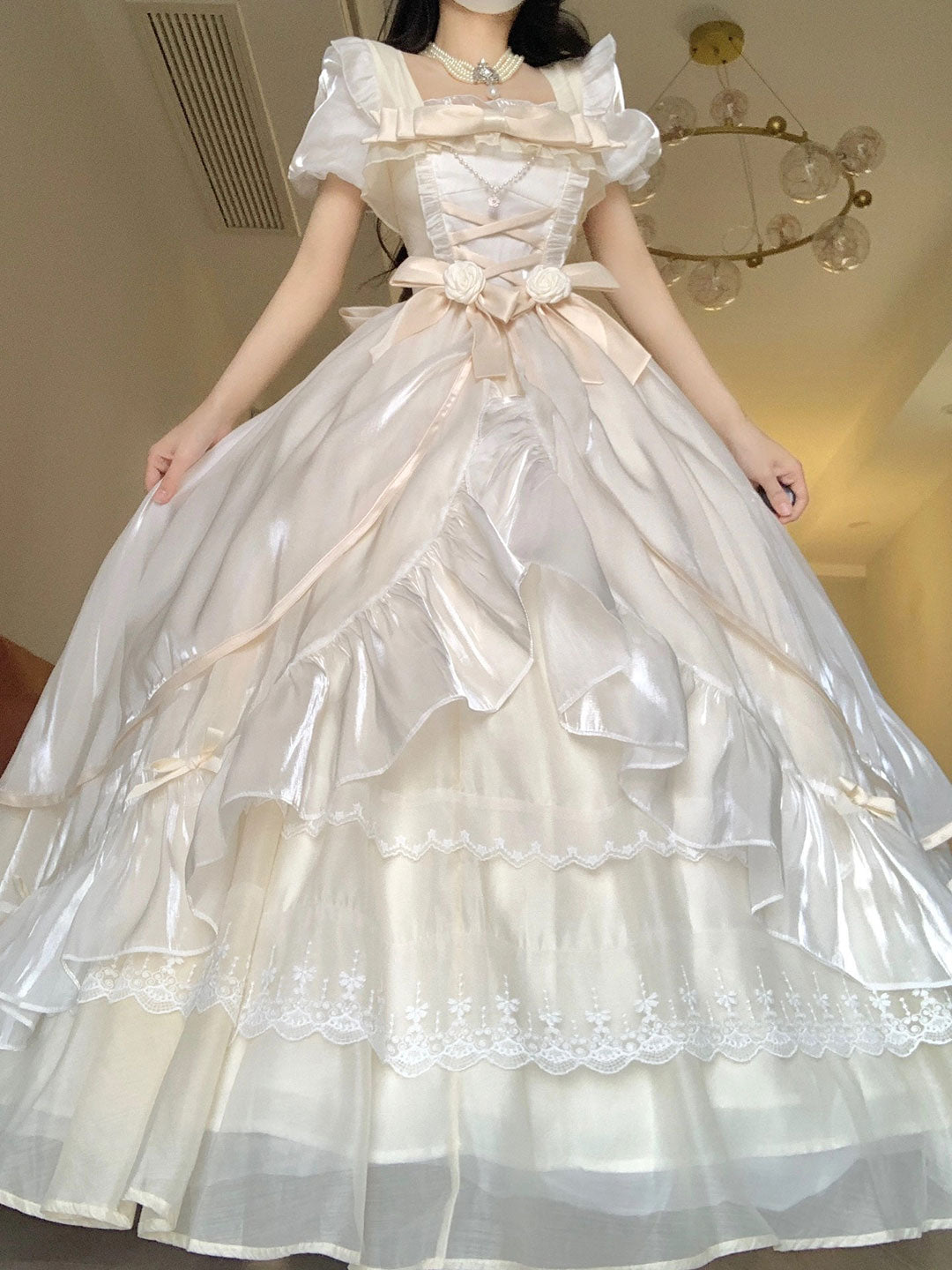 Lolita Floral Lace Bow Dress SE22806