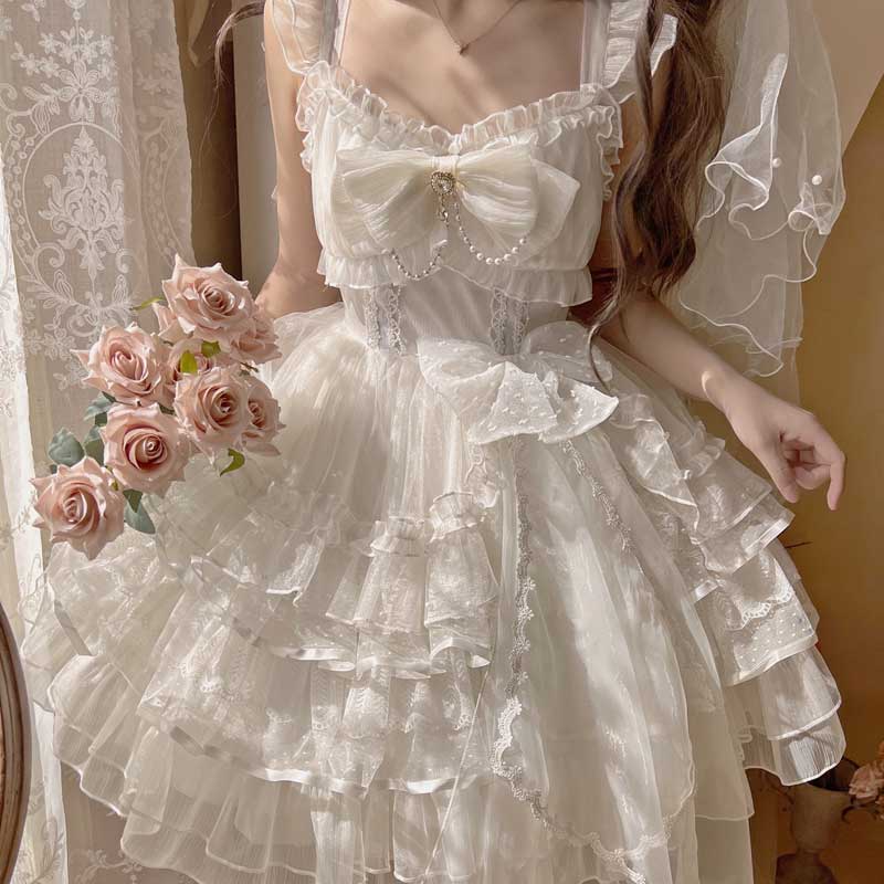 Lace Floral Mesh Bow Dress SE23049