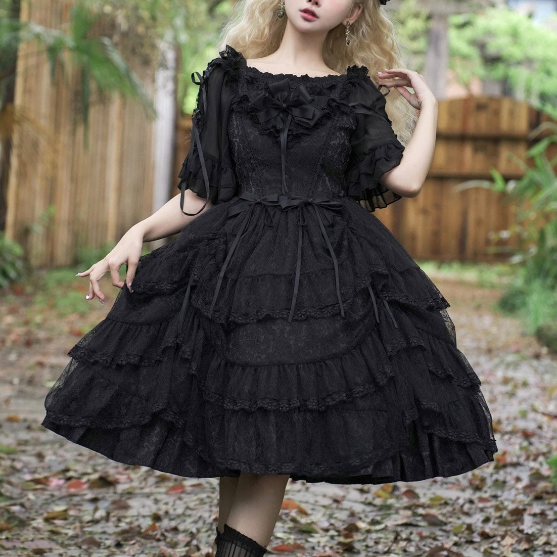 Black Lolita Bow Dress Set SE23959