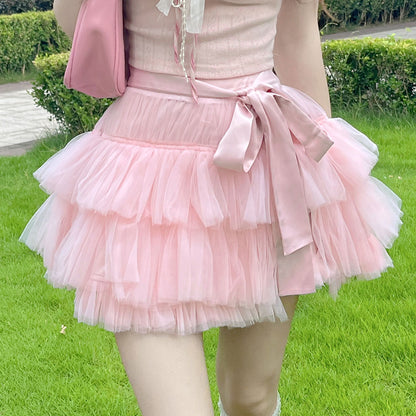 Lace Bow Gauze Skirt SE23076
