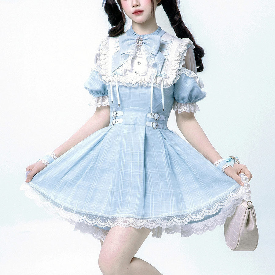 Japanese Style Lace Plaid Dress SE23973