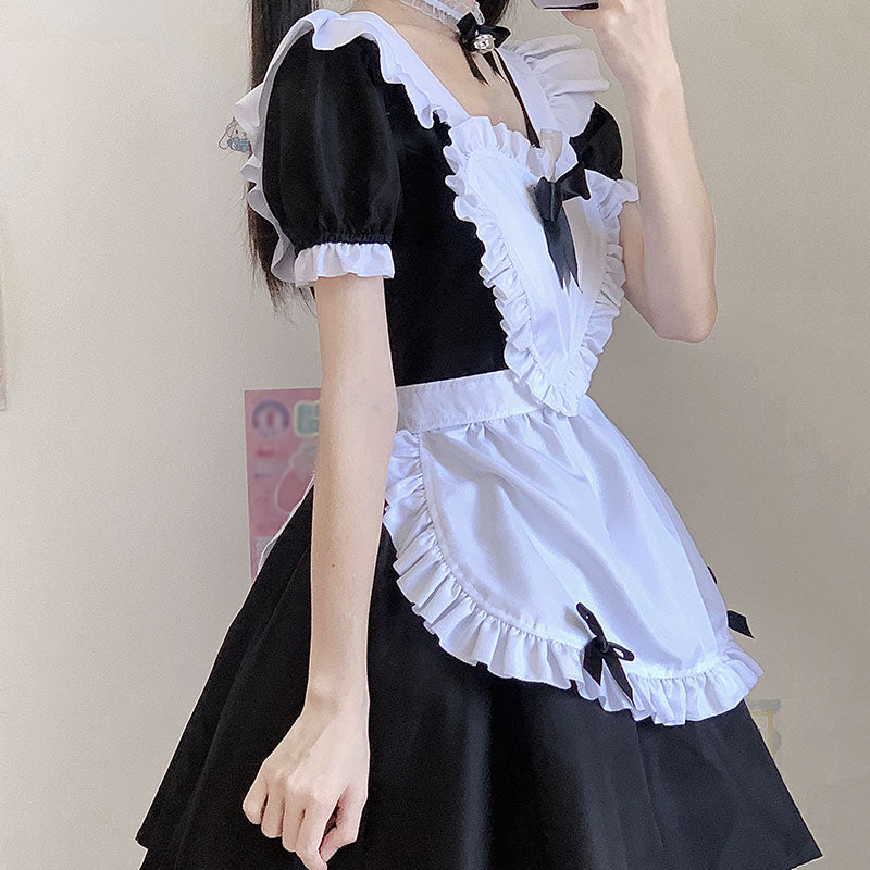 Kawaii Bow Maid Dress, lolita dress,kawaii dress,black dress