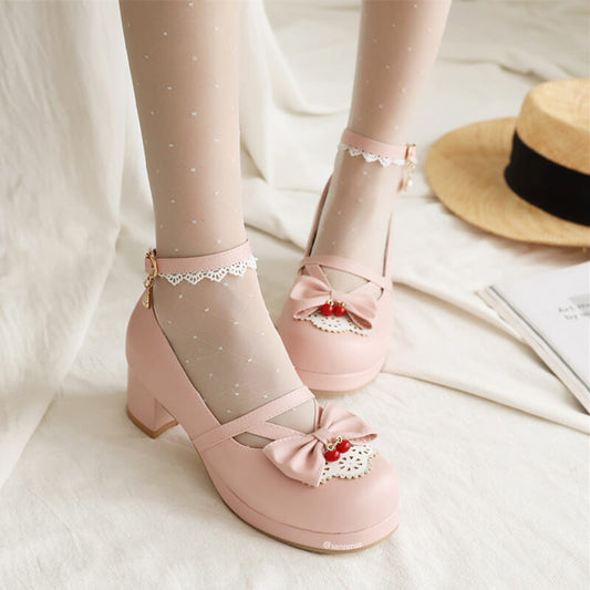 Lace Flower Lolita Bow Shoes SE21481