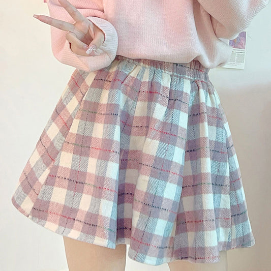 Soft Plaid Woolen Skirt SE22464